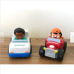 2 Fisher Price Little People Ambulance & Red Race Car 2010